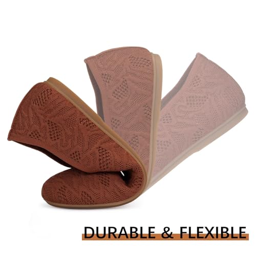 Image of Frank Mully Women's Ballet Flat Shoes Knit Dress Shoes Round Toe Slip On Ballerina Flats for Woman Low Wedge Comfort Soft