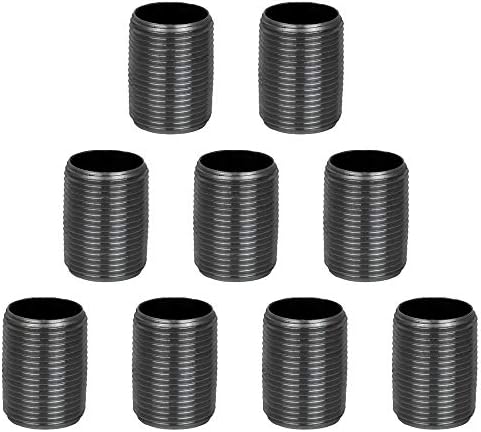 1/2 Inch Brooklyn Pipe Cast Iron Pipe Fittings Nipple | 10 Pack Nipple Pipe Fittings, Black Iron Pipe Flange Fittings, DIY Industrial Furniture and Steampunk Shelf