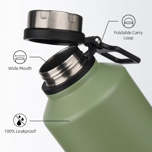 Image of BJPKPK 64oz Insulated Water Bottle, Stainless Steel Vacuum Jug with Handle | Half Gallon Large Water Bottle, Leak-Proof BPA-Free Vacuum Insulated Bottle for Gym, Hiking, Camping & Outdoor Adventures