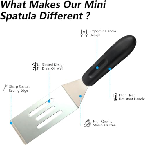 Image of 【7 Pack】Small Metal Spatula,Mini Spatula for Flipping, Cooking and Baking,Stainless Steel Brownie Spatula with Non-Slip Handle for kitchen Use (7)