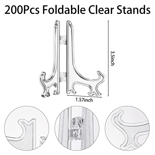 200 Pcs Easels Acrylic Plastic Easels For Display Clear Plastic Plate Stands Plastic Picture Easel Mini Easel Stand For Plates Cookies Artworks Posters Home Office Display (3 Inch) #TOP3