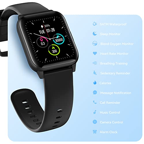 Smart Watch, Parsonver 5Atm Waterproof Fitness Watch For Swimming With 16 Sports Modes, Heart Rate, Blood Oxygen, Sleep Monitor, 1.69" Smartwatch For Android And Iphone Compatible, Black, Lw45 #TOP7