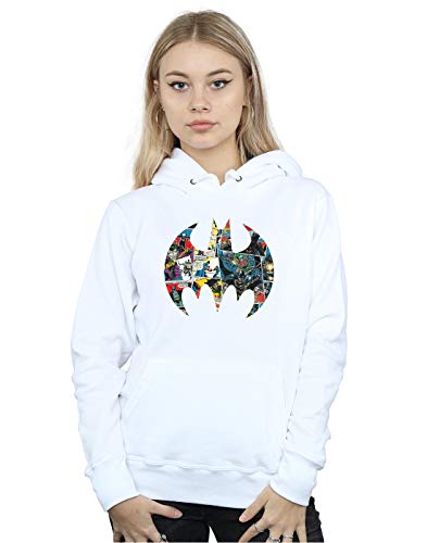 Absolute Cult DC Comics Women's Batman Comic Book Logo Hoodie White Large