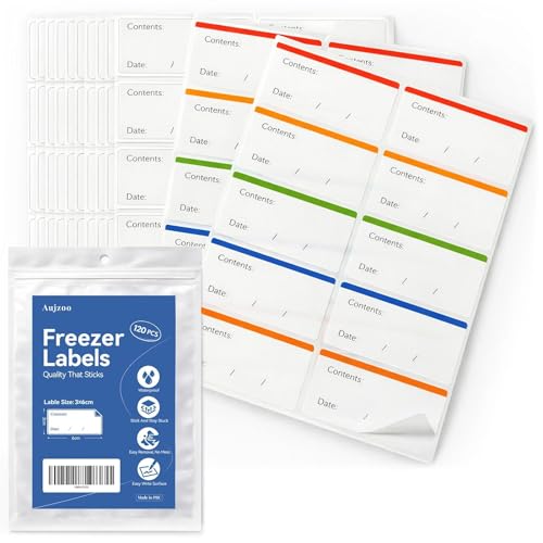 Freezer Labels - 120PCS Sticky Labels Frozen Food Labels that Leave No Sticky Residue After Use Easy to Write Surface