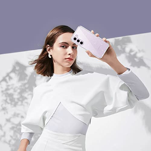 Duedue For Samsung Galaxy S23 Plus Case, Glitter 3 In 1 Heavy Duty Cover Hybrid Hard Pc Rugged Shockproof Transparent Bling Sparkle Full Body Protective Phone Case For Samsung S23 Plus 6.6", Clear #TOP6