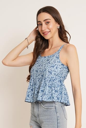Image of COTLAND Fashions Designer Pre-Shrunk Cotton Peplum Top for Women