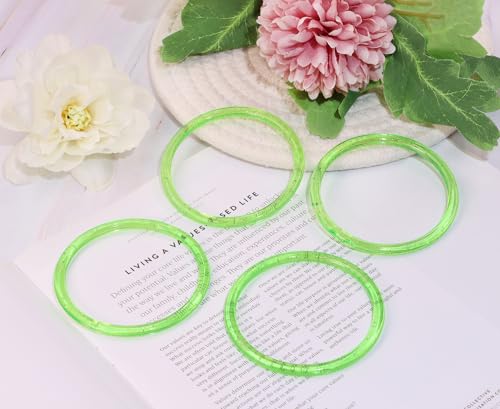 PENTA ANGEL 80s Glitter Bangle Bracelets 8Pcs Retro Neon 90s Costume Party Wrist Band Play Bracelets Plastic Ring for Women Men3