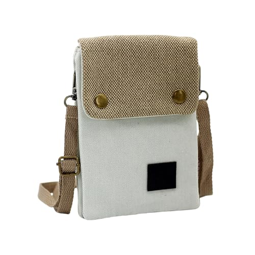 Image of Phone Bags for Women Crossbody, Mini Cross Body Bag with Adjustable Shoulder Strap, Cross Body Bag, Zipper Phone Bag, Lightweight Small Canvas Crossbody Phone Bag for Girls Travel Gifts(White)