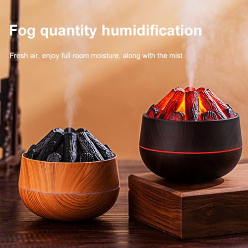 Image of Charcoal Flame Humidifier & Diffuser | LED Atmosphere Light, Aromatherapy Oil Diffuser | Noiseless & Safe with Auto Power Off for Home /Office