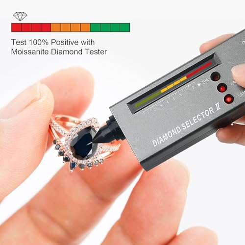 2CT Moissanite Wedding Ring Set for Women Black Color VVS1 Pear Shaped Halo Bridal Ring Sets S925 Sterling Silver with 18K Rose Gold Plated Engagement Anniversary Rings for Her Size 5-103