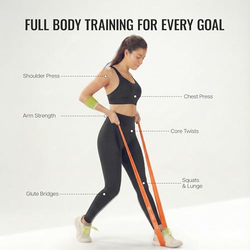 Image of WiseLife Professional Latex Resistance Band (Light) - 100% Natural Latex for Stretching, Strength Training, Warm-Up, Yoga & Home Workouts (Orange)