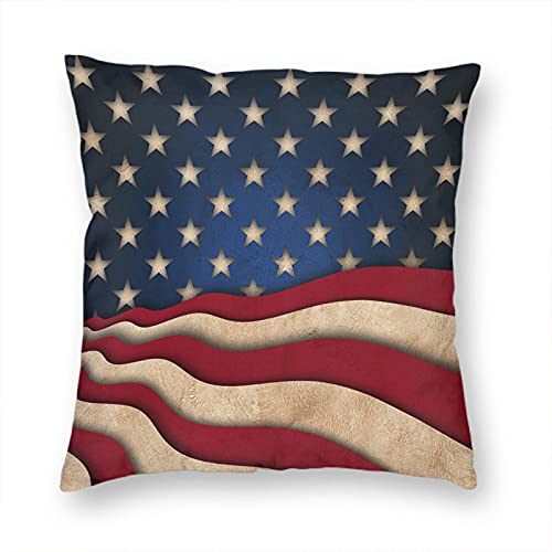 VERSUSWOLF Pillow Covers 16x16 inch Patriotic American Flag Vintage Retro DoubleThrow Pillow Covers Home Decorations Cotton Linen Sofa Pillow Case, Cushion Covers