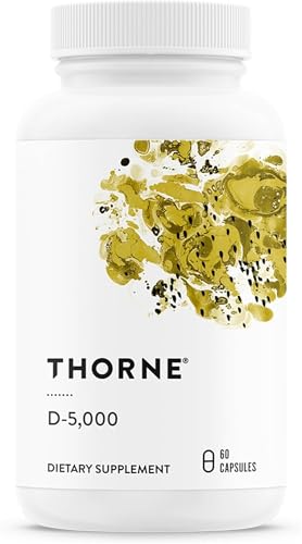 THORNE Vitamin D-5000 - Vitamin D3 Supplement - 5 000 IU - Support Healthy Bones Teeth Muscles Cardiovascular and Immune Function - NSF Certified for Sport - Dairy-Free Soy-Free - 60 Capsules