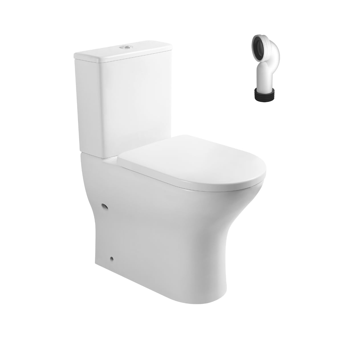 Wc Inodoro Completo Confort Compacto Adosado a Pared Alto Movilidad Reducida con Sistema Rimless | Wc Completo con Salida Dual y Asiento Amortiguado
