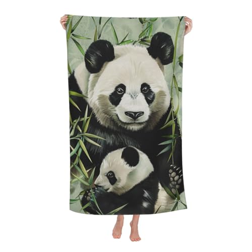 DCEHGEW Cute Panda Printed Microfiber Bath Towels 32x52 Inch, Highly Absorbant Beach Towel Bath Sheets for Bathroom Travel Hotel Spa