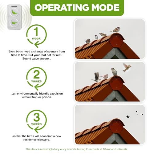 ISOTRONIC® Ultrasonic Solar Bird Repeller, bird-control ultrasonic scarer pigeon to protect garden, house and boat, 2 pieces - 5