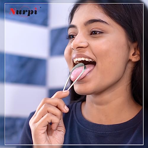 Image of steel tongue cleaner | single brass handle design tongue scraper | Improved Taste Sense & Oral Hygiene|100% stainless steel for adults Easy to Use pack of 1