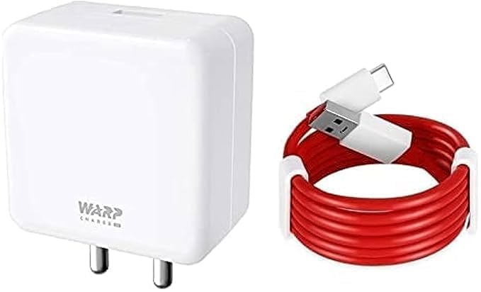 Image of Original 65W Super Fast Charger Adapter with Type A to Type C Cable Compatible with OnePlus 7, 7 Pro, 7T, 7T Pro Rapid Charging, Durable Cable & Travel-Ready Design