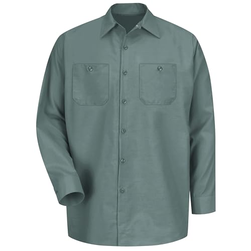 Image of Red Kap Men's Long Sleeve Industrial Work Shirt | Moisture Wicking Button Up, Wrinkle Resistance Fights Fading & Stains