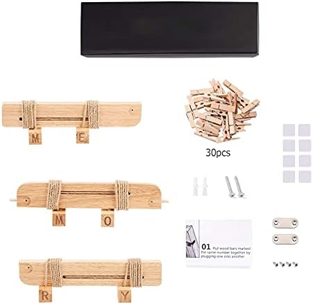 Love-KANKEI Wood Picture Photo Frame for Wall Decor, 26 x 29 Inch - with 30 Clips & Ajustable Twines - Collage Artworks Prints Multi Pictures Organizer & Hanging Display Frames - Memory