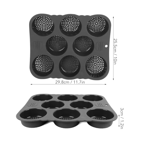Miniatura 2 de Molde Silicona Panecillos Hamburguesa 8 Rejillas Antiadherente Aro Calentamiento Distribución Uniforme Resistente 500 F Apto Horno Microondas Lavavajillas Pan Francés Hornear Casa