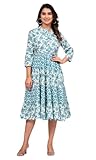  Jikonet Robe western en coton pour femme, bleu, 46