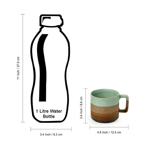 Image of ExclusiveLane Ceramic Mugs Ceramic Coffee Mugs - Set of 2, Mint Green, Earthen Brown and Cinnamon Brown, 360ml