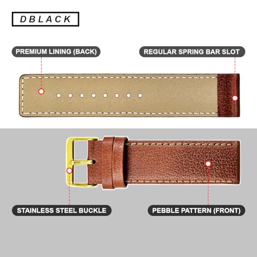 Image of DBLACK ''ATOR'' Leather Watch Strap, Pebble Design Pattern, Thin Leather Watch Belt / / For 18mm, 20mm, 22mm, 24mm, or 26mm Watch Band (Choose Your Size & Color)