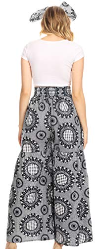 Sakkas Esme Women's African Ankara Flared Wide Leg Palazzo Pants with Pockets2