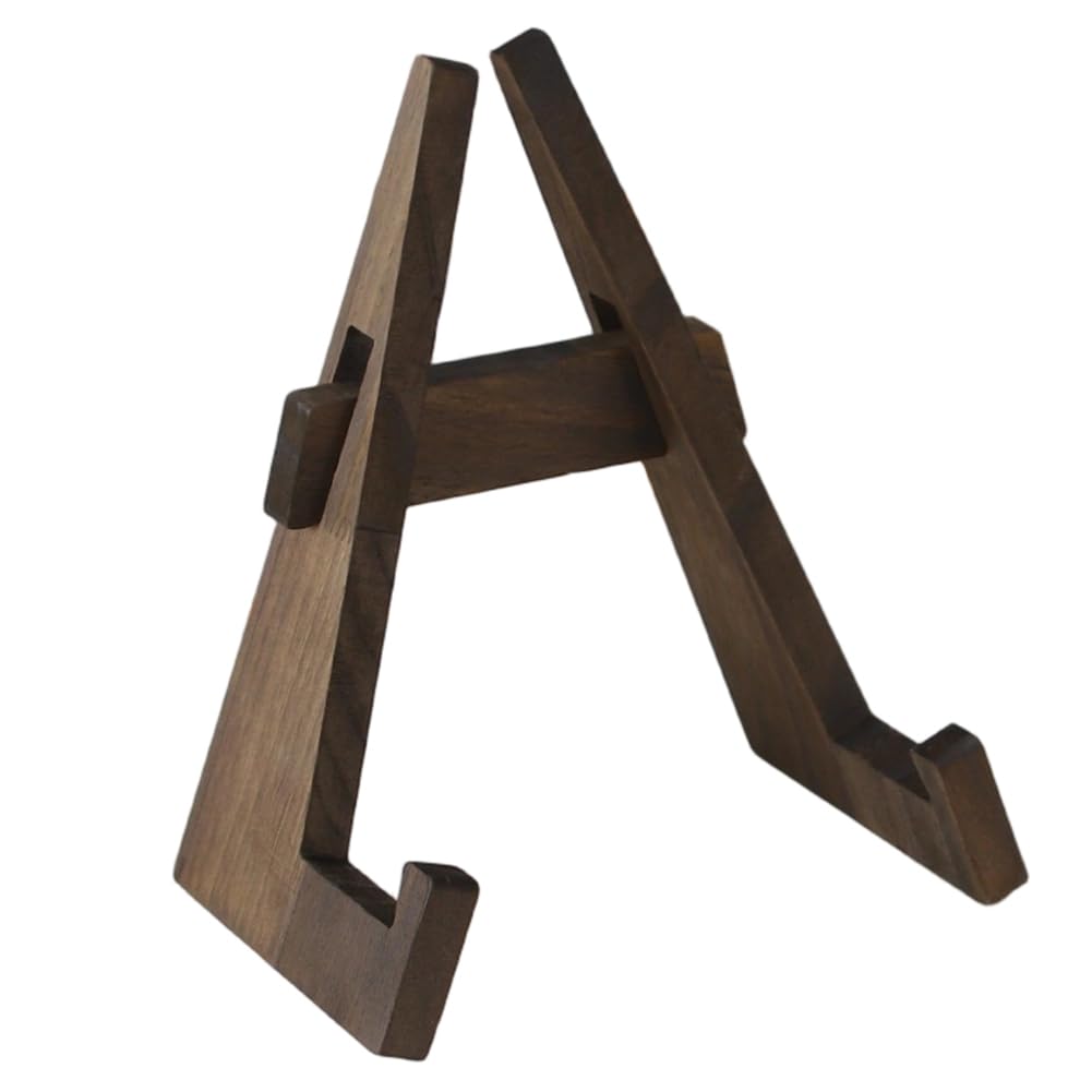Vjsujehgy Wooden Plate Racks, Photo Frame Stands, Cookbooks Shelves, Decorative Display Stand Showcase Walnut Wood Color
