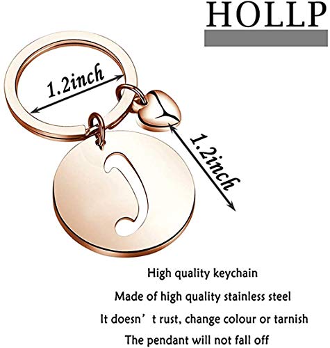 HOLLP Initial Disc Charm Keychain 26 Initial Letter Alphabet Key Ring A-Z Initial English Charm Keychain2