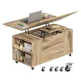 WOLTU Table Basse avec Plateau Relevable, Extensible et Réglable en Hauteur, Table...