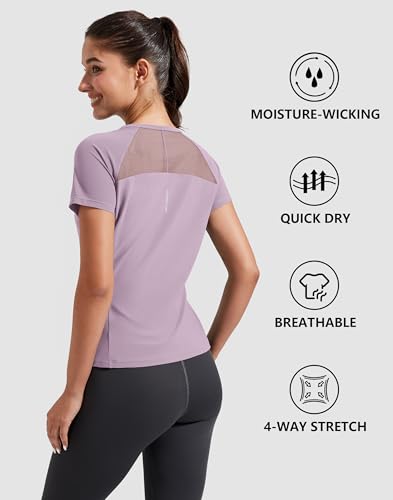 Pioneer Camp Women's Workout Tops Short Sleeve Athletic Shirts Moisture Wicking Quick Dry Mesh Back Yoga Tees for Running Gym4
