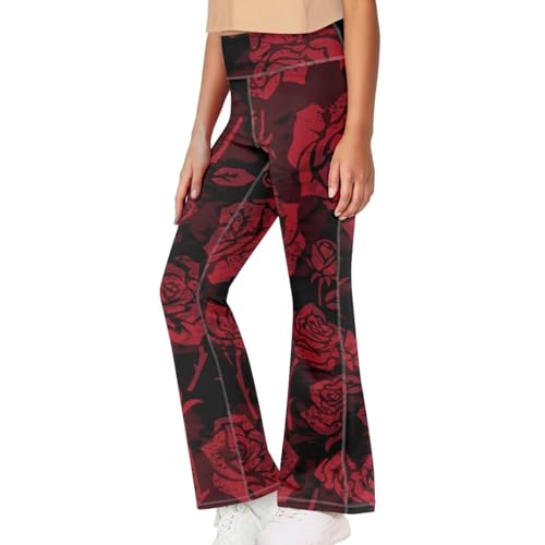 Dolyues Girls Flare Leggings Kids Bell Bottom High Waisted Flare Yoga Pants for Dance Activewear Size 5-14 Years