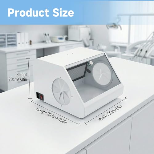 Cyanvine Dental Lab LED Grinding Dust Collector Box with Tempered Glass Baffle, Dual Vacuum System with 2 Filters by Cyanvine - Image 4