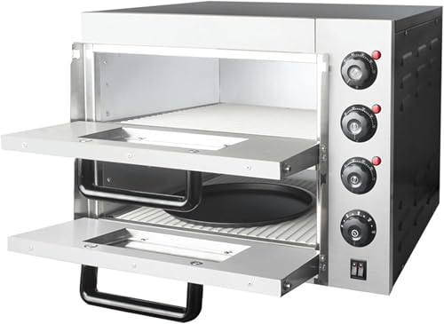 Forno Elettrico per Pizza, Forno per Pizza Elettrico Commerciale a Due Piani con Base in Pietra, 3 kW, con Timer, per Uso Domestico o in Ristorante.