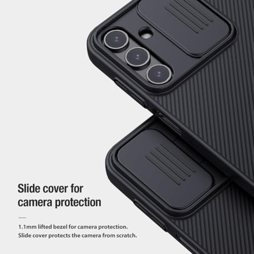 Image of Nilkin Classic Series Compatible for Samsung A25 Case with Camera Cover, [Camera Lens Protector] [Scratch-Resistant] [360 Full Protection] Shockproof Slim Phone Case (Black, A25)