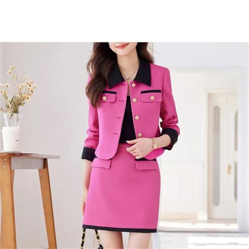 Women Turn Down Collar Jacket Coat And Mini Skirt 2 Piece Set2