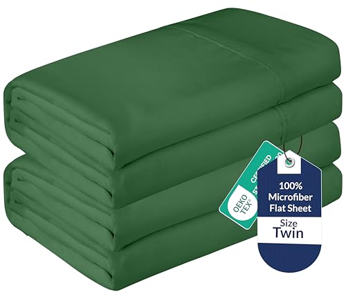 Royale Linens 2 Pack Bulk Flat Sheet Set - Top Sheets -Soft 1800 Microfiber -Wrinkle & Stain...