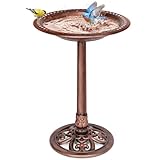 VIVOHOME Bird Bath for Outside, Polyresin Pedestal Bird...