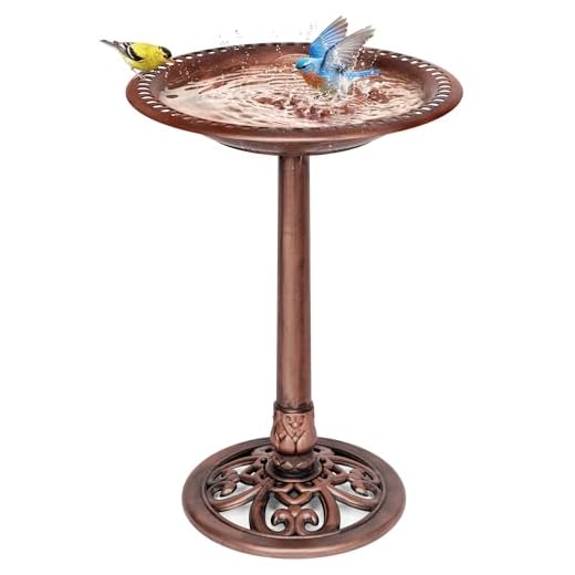 VIVOHOME 28 Inch Height Polyresin Lightweight Antique Outdoor Garden Bird Bath Bronze