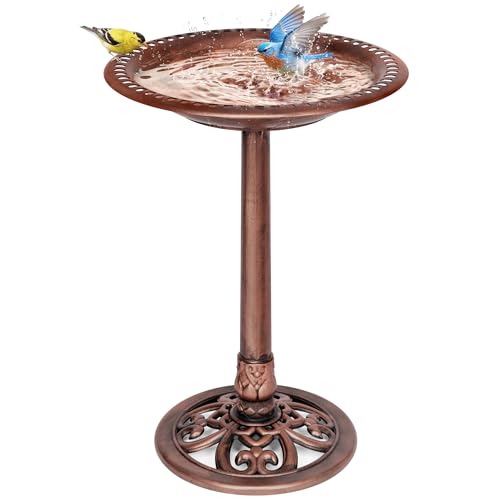 VIVOHOME Bird Bath for Outside, Polyresin Pedestal Bird Baths for Outdoor, Garden, 28 Inch Height Weather-Resistant Birdbaths with 20" Bowl, Antique Bronze by VIVOHOME - Used condition - US$33.16