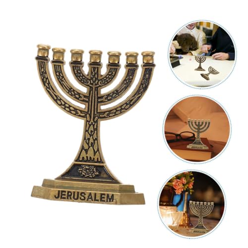 Miniatura 5 de Cabilock Candelabros Menorá De 7 Brazos Retro 2 Piezas Aleación Acabado Brillante Decorativos Religiosos Para Mesa Hogar Iglesia Fiesta