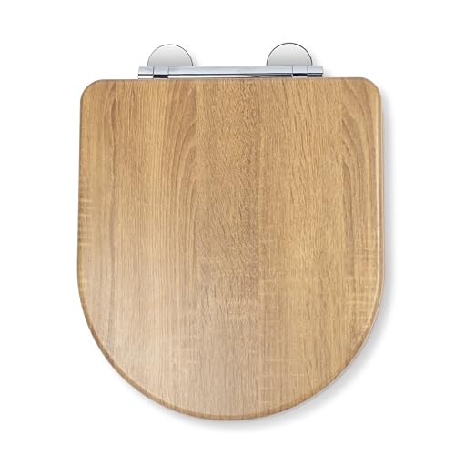 Croydex Levico Flexi-Fix Abattant WC en forme de D avec fermeture amortie – Bouton de libération rapide pour un nettoyage facile et charnières réglables...