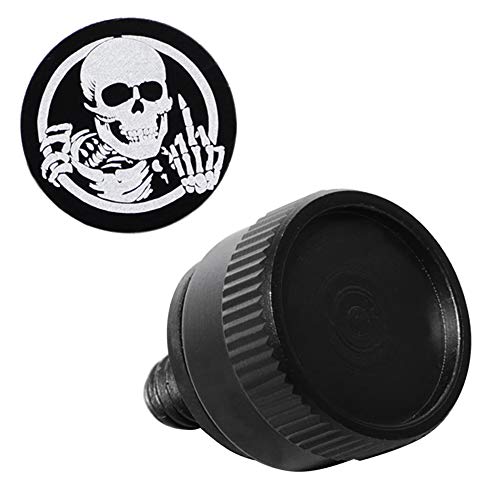 Aluminium Knurled Fender Seat Bolt Screw 1/4"-20 Thread Compatible With Harley Sportster Touring Softail Dyna Cvo Electra Glide Street Glide 1996-2020- Skeleton Middle Finger (Black) #TOP5