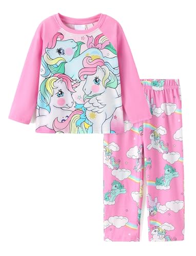 My Little Pony Girls Pajama Set Pony print long sleeve cute fall winter sleepwear cozy set for kid unicorn pjs 2-6 Years