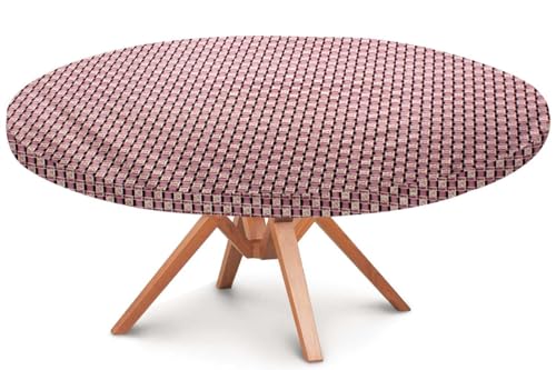 Image of The Furnishing Tree Round Elastic Fitted Dining Table Cover WxL 36x36 Inches Basketweave Pattern Multicolor