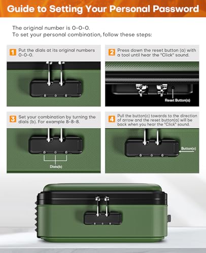 Image of Fireproof Document Box, Hard Case Fireproof Document Organizer with Lock, Water Resistant Safe Box for Important Documents Certificates Laptop Passports, Green