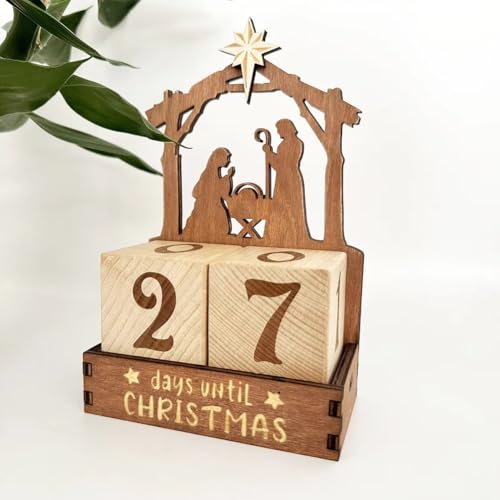 Calendrier de l'Avent en bois réutilisable pour décoration de table