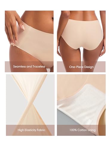 Womens Mid-Waist Underwear Full Coverage No Show Seamless Comfortable Brief Panties 6 Pack2